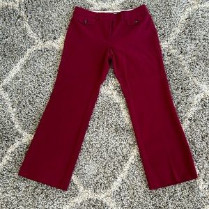 Loft Marisa trouser, size 14, color burgundy tortoise button detail, boot cut